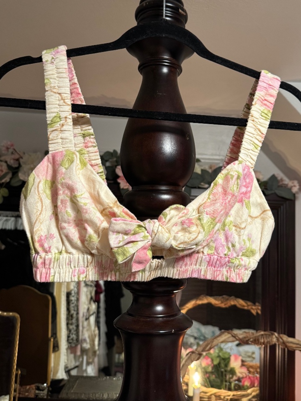 Spell crop top linen floral small